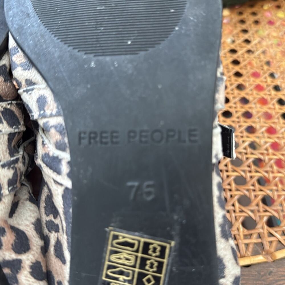Free People Gemini Leopard Print Leather Double Buckle Mary Jane Ballet Flats - Picture 4 of 5